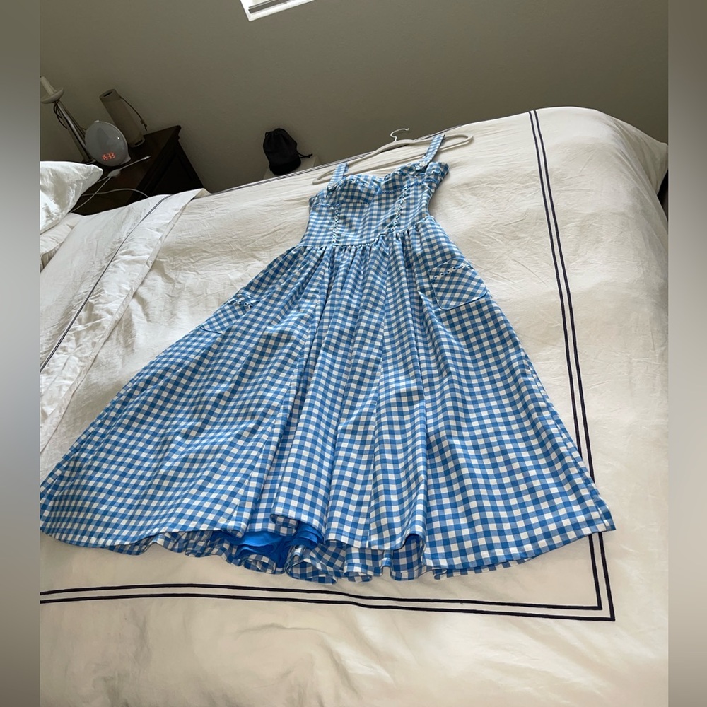 House of CB Blue and White Gingham Midi Dress - Picture 5 of 9
